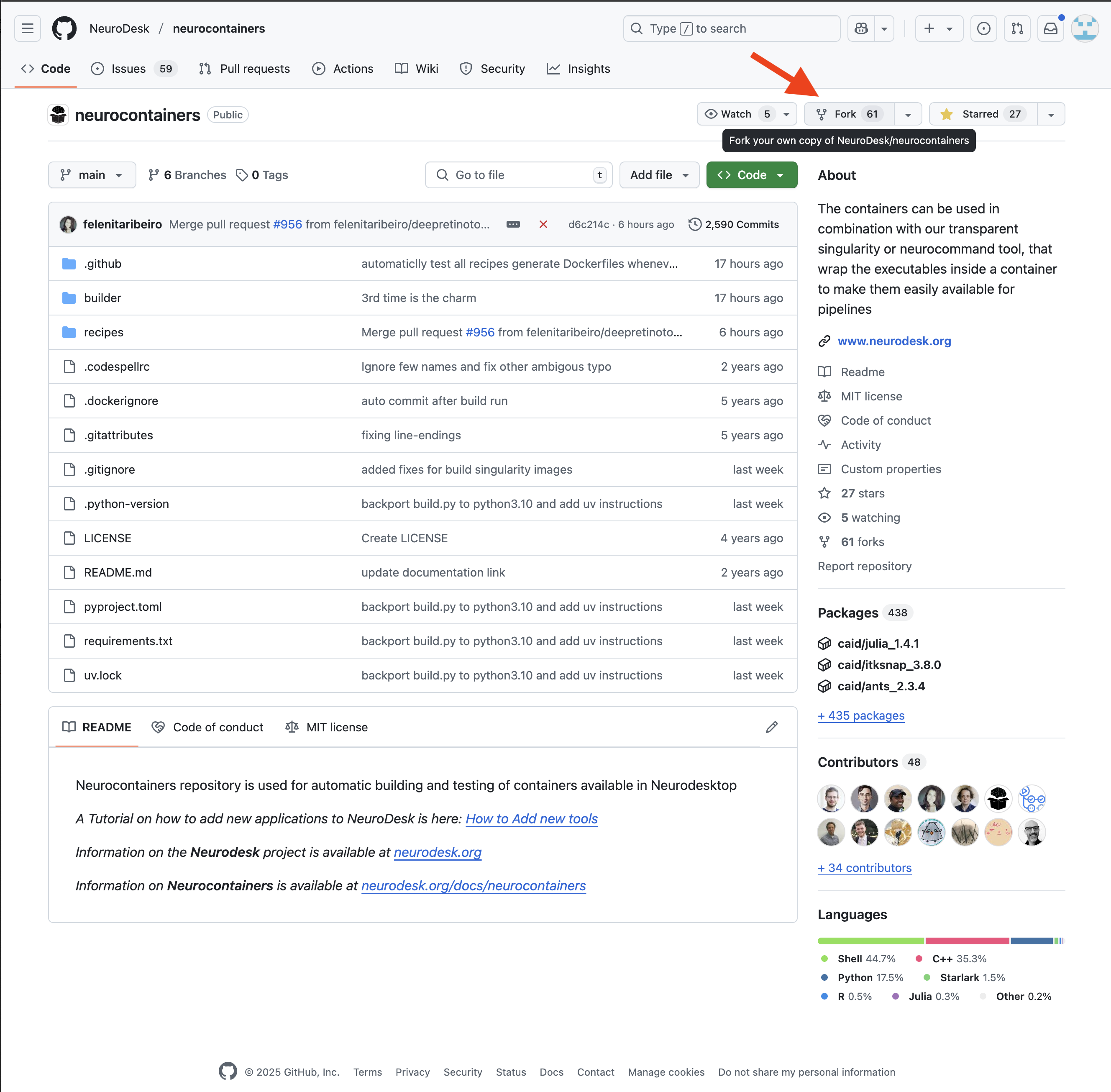 Fork the neurocontainers repo