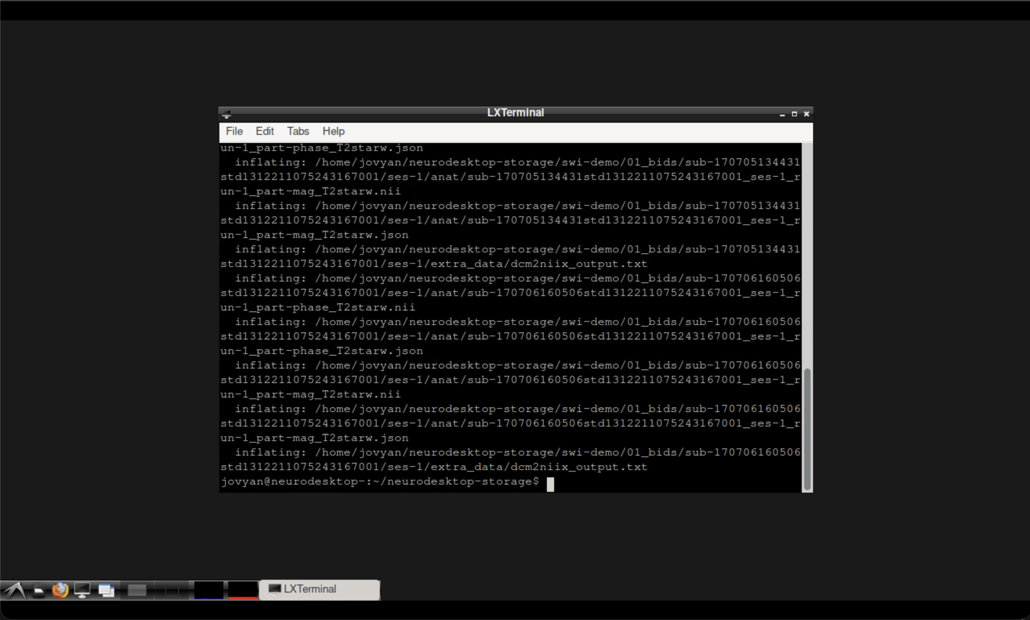 Terminal output after downloading and preparing data