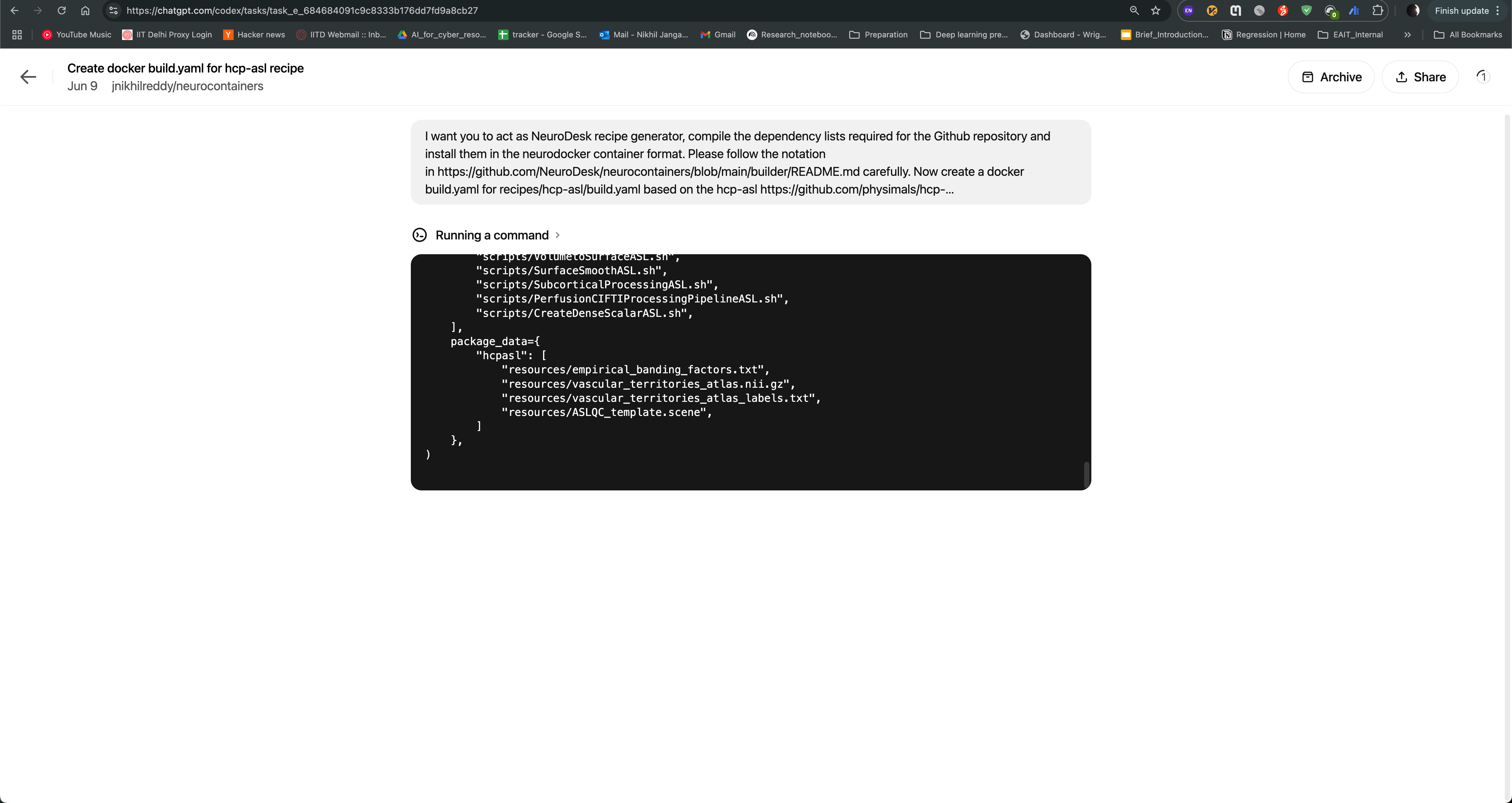 Codex agent progress