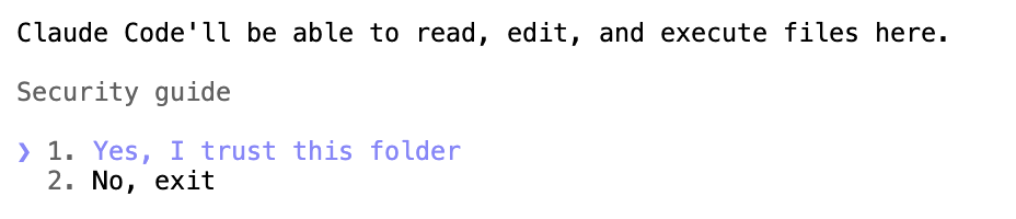 Claude - trust folder