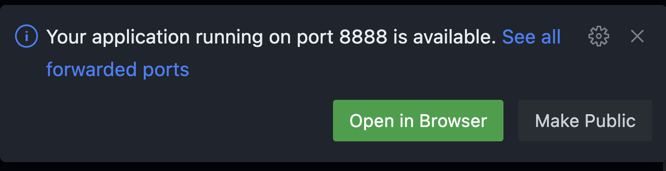 Pop up on GitHub Codespace